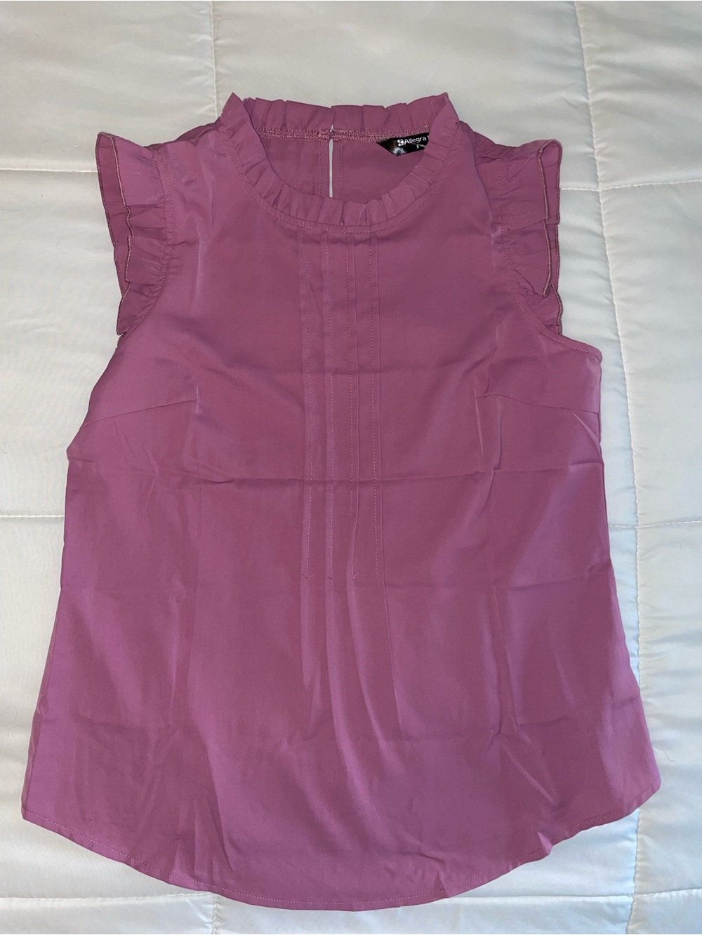 Allegra K Purple Ruffle-Trim Sleeveless Dress Shirt